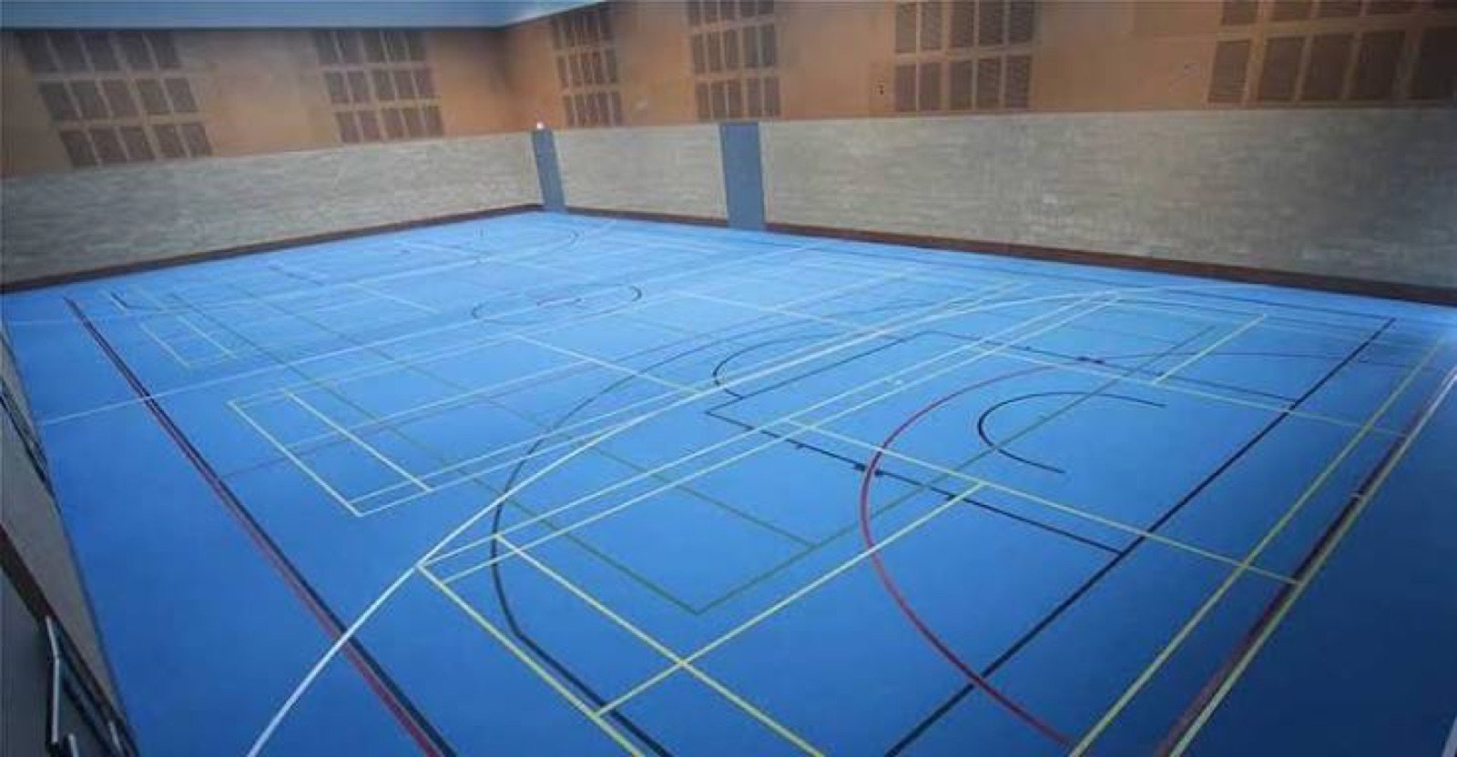 Multi-sport court markings, PU floor